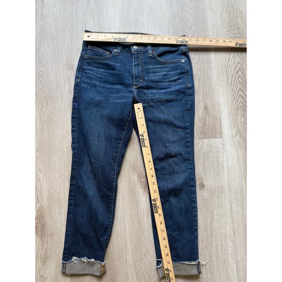 Spanx Jeans, Dark Denim, Women's size 28, Slim X Skinny, Raw Hem - Picture 4 of 7